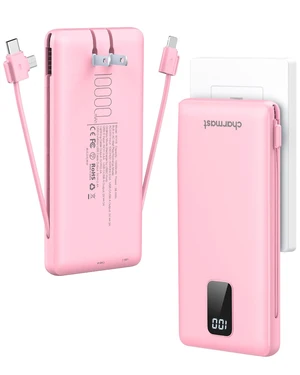 Portable Charger Power Bank Built in Cables,10000mAh Battery Pack | with AC Wall Plug,LED Display & 5 Outputs,Travel Camping Essentials Slim External Phone Charger for iPhone,Samsung,Android Portable Charger Power Bank Built in Cables,10000mAh Battery Pack | with AC Wall Plug,LED Display & 5 Outputs,Travel Camping Essentials Slim External Phone Charger for iPhone,Samsung,Android