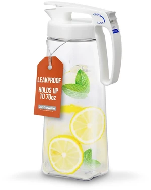 QuickServe Airtight Pitcher - 2.1L (70oz), Heat Resistant, BPA-Free SAN Plastic, One Touch Open & Close, Space-Saving, Made in Japan - White QuickServe Airtight Pitcher - 2.1L (70oz), Heat Resistant, BPA-Free SAN Plastic, One Touch Open & Close, Space-Saving, Made in Japan - White