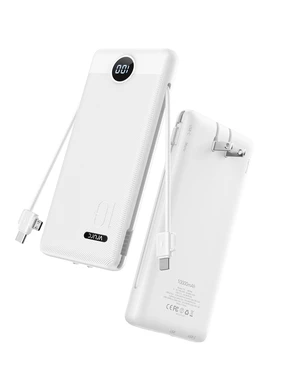 10000mAh Portable Phone Charger, Built-in AC Plug & Cables, White | 22.5W fast charging, LED display, built-in Micro/USB-C/Phone cables, airline approved travel accessory,8 oz 10000mAh Portable Phone Charger, Built-in AC Plug & Cables, White | 22.5W fast charging, LED display, built-in Micro/USB-C/Phone cables, airline approved travel accessory,8 oz
