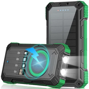 Solar Power Bank 49800mAh Portable Wireless Charger with USB-C 22.5W Fast Charging Built in 4 Cables Compatible with iPhone, iPad, Bright LED Flashlight Perfect for Camping (Green) Solar Power Bank 49800mAh Portable Wireless Charger with USB-C 22.5W Fast Charging Built in 4 Cables Compatible with iPhone, iPad, Bright LED Flashlight Perfect for Camping (Green)