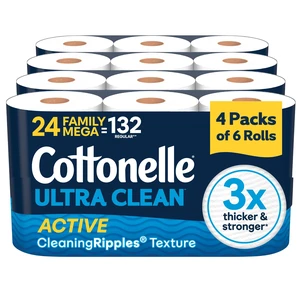 Ultra Clean Toilet Paper, 24 Family Mega Rolls=132 Regular Rolls Ultra Clean Toilet Paper, 24 Family Mega Rolls=132 Regular Rolls