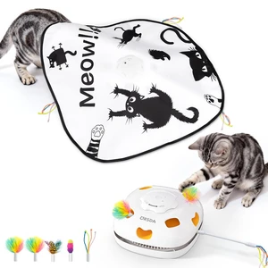 Cat Toys for Indoor Cats, 4 in 1 Interactive Automatic Kitten Adult Cat Toy Whack a Mole, Hide and Seek, Moving Magic Wand & Chase Teaser, Rechargeable Touch/Timer Motion& Night DND Mode Cat Toys for Indoor Cats, 4 in 1 Interactive Automatic Kitten Adult Cat Toy Whack a Mole, Hide and Seek, Moving Magic Wand & Chase Teaser, Rechargeable Touch/Timer Motion& Night DND Mode