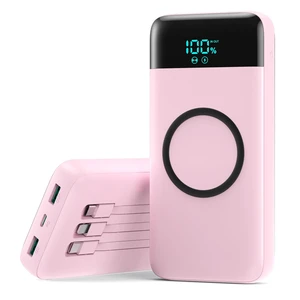 Wireless Portable Charger 40800mAh for iPhone with Built-in Cables, Wireless Charging USB C Power Bank,25W PD Fast Charging Travel Essential Battery Pack for iPhone 17/16/15,Android-Pink Wireless Portable Charger 40800mAh for iPhone with Built-in Cables, Wireless Charging USB C Power Bank,25W PD Fast Charging Travel Essential Battery Pack for iPhone 17/16/15,Android-Pink