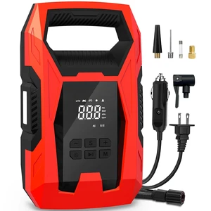 AC/DC Tire Inflator Portable Air Compressor, Dual Power for Home 110V AC and Car 12V DC Air Pump with Pressure Gauge, Auto Shutoff, Tire Pump for Car Motorcycle Bike and Other Inflatables, Red AC/DC Tire Inflator Portable Air Compressor, Dual Power for Home 110V AC and Car 12V DC Air Pump with Pressure Gauge, Auto Shutoff, Tire Pump for Car Motorcycle Bike and Other Inflatables, Red