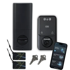 Bluetooth Deadbolt with Face & Palm Vein Recognition, Matte Black | Keypad Passcode, IC Card, Mechanical Key, Tuya App Control, Auto-Lock, Emergency USB Power Bluetooth Deadbolt with Face & Palm Vein Recognition, Matte Black | Keypad Passcode, IC Card, Mechanical Key, Tuya App Control, Auto-Lock, Emergency USB Power