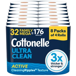 Ultra Clean Toilet Paper, 32 Family Mega Rolls=176 Regular Rolls Ultra Clean Toilet Paper, 32 Family Mega Rolls=176 Regular Rolls