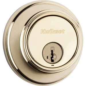 817 Deadbolt Lock, Polished Brass Round Exterior Keyed Front Entry Door, Pick Resistant SmartKey Rekey Security, Single Cylinder Dead Bolt, with Microban Protection 817 Deadbolt Lock, Polished Brass Round Exterior Keyed Front Entry Door, Pick Resistant SmartKey Rekey Security, Single Cylinder Dead Bolt, with Microban Protection