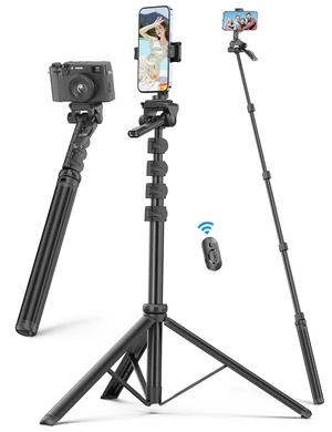 72" Phone Tripod & Selfie Stick, Extendable Cell Phone Tripod Stand with Detachable Remote&Phone Holder, Aluminum Tripods Compatible with iPhone/Android/Camera 72" Phone Tripod & Selfie Stick, Extendable Cell Phone Tripod Stand with Detachable Remote&Phone Holder, Aluminum Tripods Compatible with iPhone/Android/Camera