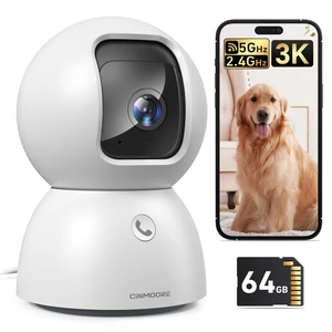 Smart 3K Indoor Dome Security Camera with AI Human/Pet/Facial Detection, 360 Pan-Tilt Coverage, 2-Way Audio, 2.4GHz 5GHz Dual-Band Wi-Fi - Includes 64GB SD Card & No Subscription Needed Smart 3K Indoor Dome Security Camera with AI Human/Pet/Facial Detection, 360 Pan-Tilt Coverage, 2-Way Audio, 2.4GHz 5GHz Dual-Band Wi-Fi - Includes 64GB SD Card & No Subscription Needed