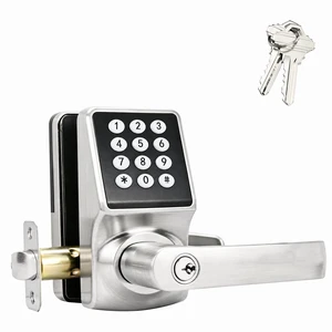 Keypad Door Knob with Handle Keyless Entry Door Lock with Keypad, Electronic Door Knob with IC Card & Key, Satin Nickel Finish 1PACK, Easy Installation for Home, Hotel Keypad Door Knob with Handle Keyless Entry Door Lock with Keypad, Electronic Door Knob with IC Card & Key, Satin Nickel Finish 1PACK, Easy Installation for Home, Hotel