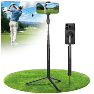 Golf Tripod & Monopod for Swing Recording, Magnetic Phone Stand | 53.5" Golf Phone Holder with Ground Spike & Tripod Stand, 360° Rotation, Compatible with Magsafe, IPhone, Cameras/Android Golf Tripod & Monopod for Swing Recording, Magnetic Phone Stand | 53.5" Golf Phone Holder with Ground Spike & Tripod Stand, 360° Rotation, Compatible with Magsafe, IPhone, Cameras/Android
