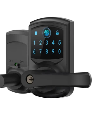 Smart Fingerprint Keypad Door Lock with Handle Deadbolts | 20 User Codes 50 Fingerprints Vacation & Passage Mode One-Time Code 2 Keys Auto-lock 2-99s Anti-peep Fits U.S. Standard Door Smart Fingerprint Keypad Door Lock with Handle Deadbolts | 20 User Codes 50 Fingerprints Vacation & Passage Mode One-Time Code 2 Keys Auto-lock 2-99s Anti-peep Fits U.S. Standard Door