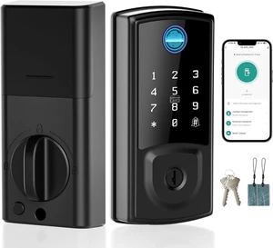 Smart Deadbolt Door Lock Security Keyless EntryDoor Lock for Front Door | Fingerprint Lock, Touchscreen Keypad, Electronic Door Knob, WiFi App Remote Control, Auto-Lock Smart Deadbolt Door Lock Security Keyless EntryDoor Lock for Front Door | Fingerprint Lock, Touchscreen Keypad, Electronic Door Knob, WiFi App Remote Control, Auto-Lock