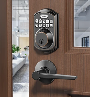 TE001L Keyless Entry Door Lock with 2 Handles - Electronic Keypad Deadbolt with Door Lever, Front Door Handle Sets, Auto Lock, Easy Installation, Oil Rubbed Bronze TE001L Keyless Entry Door Lock with 2 Handles - Electronic Keypad Deadbolt with Door Lever, Front Door Handle Sets, Auto Lock, Easy Installation, Oil Rubbed Bronze