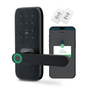 Fingerprint Door Lock with Handle for Bedroom, 5-in-1 Keyless Entry Smart Lock, TTLock App, Keypad, RFID Card & Key, Auto Lock, Guest Codes, Easy DIY Install for Front Door, Office, Airbnb Fingerprint Door Lock with Handle for Bedroom, 5-in-1 Keyless Entry Smart Lock, TTLock App, Keypad, RFID Card & Key, Auto Lock, Guest Codes, Easy DIY Install for Front Door, Office, Airbnb