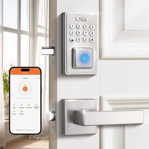 Keyless Entry Door Lock Smart Locks for Front Door, Keypad Door Lock with Handle Fingerprint Deadbolt with Handle Set, Satin Nickel Smart Deadbolt Keyless Entry Door Lock Smart Locks for Front Door, Keypad Door Lock with Handle Fingerprint Deadbolt with Handle Set, Satin Nickel Smart Deadbolt