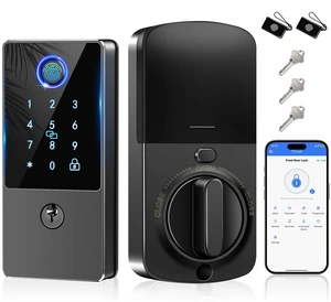 Smart Door Lock Deadbolt, Keyless Entry Door Lock with Fingerprint & Keypad,App Control,Auto Lock,Secure Electronic Digital Lock for Front Door Home Apartment Rental,Easy Installation,Matte Black Smart Door Lock Deadbolt, Keyless Entry Door Lock with Fingerprint & Keypad,App Control,Auto Lock,Secure Electronic Digital Lock for Front Door Home Apartment Rental,Easy Installation,Matte Black