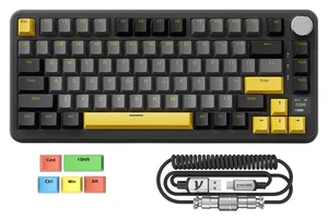 ATTACK SHARK X85PRO 75% Wireless Mechanical keyboard,TFT Smart Display&Knob,BT/2.4GHz/Wired Custom Gaming Keyboard,Gasket,Hot-Swap,RGB,with Pro Cable&5 Color PBT Keycaps,for PC/MAC,Black ATTACK SHARK X85PRO 75% Wireless Mechanical keyboard,TFT Smart Display&Knob,BT/2.4GHz/Wired Custom Gaming Keyboard,Gasket,Hot-Swap,RGB,with Pro Cable&5 Color PBT Keycaps,for PC/MAC,Black