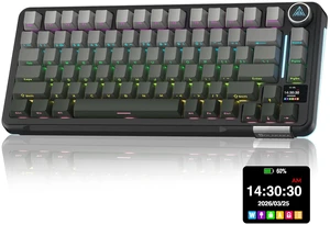 A75 PRO Wireless Mechanical Keyboard with Screen and Knob | Tri mode connection,RGB Backlit,Hot Swappable,Gasket,Pre-lubed PBT Keycaps for PC/Mac/Win (Gradient Gray) A75 PRO Wireless Mechanical Keyboard with Screen and Knob | Tri mode connection,RGB Backlit,Hot Swappable,Gasket,Pre-lubed PBT Keycaps for PC/Mac/Win (Gradient Gray)