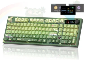 Mechanical Keyboard Wireless with Screen, Frog Thocky Keyboard-L98 | Bluetooth/2.4GHz/USB-C Connectivity, Cute Creamy Custom Gaming Keyboard, Number Pad, RGB Hot Swap Linear Switches, PBT Keycap Mechanical Keyboard Wireless with Screen, Frog Thocky Keyboard-L98 | Bluetooth/2.4GHz/USB-C Connectivity, Cute Creamy Custom Gaming Keyboard, Number Pad, RGB Hot Swap Linear Switches, PBT Keycap