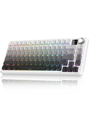 K75 Pro Wireless Mechanical Gaming Keyboard, TFT Screen & Knob, 75% Tri-Mode, Pre-Lubed Switches, RGB Backlit, Side Printed PBT Keycaps, Creamy Sound Gasket Computer Keyboard, Snow & Ash K75 Pro Wireless Mechanical Gaming Keyboard, TFT Screen & Knob, 75% Tri-Mode, Pre-Lubed Switches, RGB Backlit, Side Printed PBT Keycaps, Creamy Sound Gasket Computer Keyboard, Snow & Ash