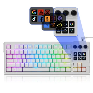 K87PRO TKL Mechanical Keyboard with 6 LCD Stream Control Keys & 3 Media Knobs Gasket Mount, Hot-Swappable RGB Gaming & Streaming Macro Keyboard for PC & Mac (White) K87PRO TKL Mechanical Keyboard with 6 LCD Stream Control Keys & 3 Media Knobs Gasket Mount, Hot-Swappable RGB Gaming & Streaming Macro Keyboard for PC & Mac (White)