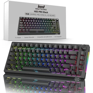 H83 PRO 75% Wireless Mechanical Gaming Keyboard with Knob | Tri-mode 2.4G/BT5.0/USB-C, 1000Hz polling, gasket mount, hot-swap switches, QMK/VIA, PBT keycaps, RGB side light, 4000mAh H83 PRO 75% Wireless Mechanical Gaming Keyboard with Knob | Tri-mode 2.4G/BT5.0/USB-C, 1000Hz polling, gasket mount, hot-swap switches, QMK/VIA, PBT keycaps, RGB side light, 4000mAh