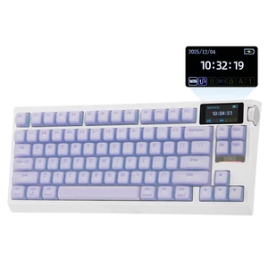 G84 PRO Wireless Gaming Keyboard w/Screen&Knob, Silicone Keycaps | 8000mAh, Hot-Swap, BT5.0/2.4G/USB-C Mode, RGB, 75% Creamy Mechanical Keyboard for Gamers/Office (Purple, Creamy Jade Switch) G84 PRO Wireless Gaming Keyboard w/Screen&Knob, Silicone Keycaps | 8000mAh, Hot-Swap, BT5.0/2.4G/USB-C Mode, RGB, 75% Creamy Mechanical Keyboard for Gamers/Office (Purple, Creamy Jade Switch)
