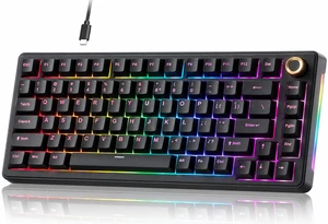 T81E Mechanical Gaming Keyboard, 75% Gasket Mount Wired Keyboard with Knob & 5-Layer Sound Dampening, Hot-Swappable, RGB Backlit, 82 Keys for Windows/Mac/Linux - Black T81E Mechanical Gaming Keyboard, 75% Gasket Mount Wired Keyboard with Knob & 5-Layer Sound Dampening, Hot-Swappable, RGB Backlit, 82 Keys for Windows/Mac/Linux - Black
