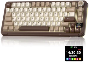 A75 PRO 75% Wireless Mechanical Keyboard with Screen and Knob, Tri-Mode Hot Swappable Gaming Keyboard, RGB Backlit Gasket Creamy Pre-lubed PBT Computer Keyboard for PC/Mac/Win,Brown A75 PRO 75% Wireless Mechanical Keyboard with Screen and Knob, Tri-Mode Hot Swappable Gaming Keyboard, RGB Backlit Gasket Creamy Pre-lubed PBT Computer Keyboard for PC/Mac/Win,Brown