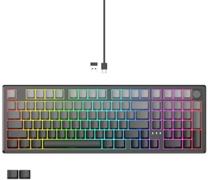 Wireless Mechanical Keyboard,Full-size Keyboard With Numeric Keypad | Tri-Mode BT5.0/2.4GHz/USB-C Hot Custom Keyboard,RGB Backlit Computer Gaming Keyboards for PC/Tablet/PS/Xbox(Black) Wireless Mechanical Keyboard,Full-size Keyboard With Numeric Keypad | Tri-Mode BT5.0/2.4GHz/USB-C Hot Custom Keyboard,RGB Backlit Computer Gaming Keyboards for PC/Tablet/PS/Xbox(Black)