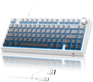 75% Wired Gasket Mechanical Keyboard, Hot Swap Gaming Keyboard | RGB Backlit, Linear Red Switches, Side Printed PBT, 2-in-1 (USB-A + Type-C) Wired, Macro Programmable, Control Knob, Win/Mac 75% Wired Gasket Mechanical Keyboard, Hot Swap Gaming Keyboard | RGB Backlit, Linear Red Switches, Side Printed PBT, 2-in-1 (USB-A + Type-C) Wired, Macro Programmable, Control Knob, Win/Mac