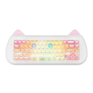 XVX C67 Wireless Mechanical Keyboard Cute Design, 60% Gaming Creamy Keyboard Custom QMK/VIA, BT5.0/2.4G/USB-C Mode, Hot Swappable Linear Switch RGB Backlits, Gasket Mount for Win/Mac(AcriCat, Pink) XVX C67 Wireless Mechanical Keyboard Cute Design, 60% Gaming Creamy Keyboard Custom QMK/VIA, BT5.0/2.4G/USB-C Mode, Hot Swappable Linear Switch RGB Backlits, Gasket Mount for Win/Mac(AcriCat, Pink)