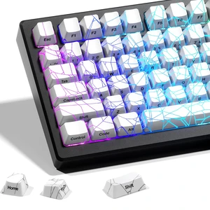 x XVX Shine Through Keycaps w/IMD Tech, Custom Spider Web Keycaps 60 75 100 Percent, White Key Cap Set Lines Backlit, OEM Profile Side Printed for Keyboards x XVX Shine Through Keycaps w/IMD Tech, Custom Spider Web Keycaps 60 75 100 Percent, White Key Cap Set Lines Backlit, OEM Profile Side Printed for Keyboards