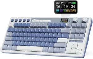 M87 Wireless Gaming Keyboard with Screen & Dual Knobs, Blue | Bluetooth/2.4G/Wired, Hot Swappable Cream Switches, 5-Layer Noise Dampening Gasket Structure,Compact 75% Size for PC/WIN/Mac M87 Wireless Gaming Keyboard with Screen & Dual Knobs, Blue | Bluetooth/2.4G/Wired, Hot Swappable Cream Switches, 5-Layer Noise Dampening Gasket Structure,Compact 75% Size for PC/WIN/Mac