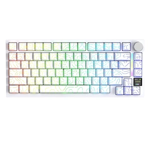 X820 Ultra 75% Wireless Gaming Mechanical Keyboard Hot-Swappable Gasket Mount RGB Backlit BT/2.4G/Wired Custom Keyboard with Smart TFT Display&Knob QMK Driver-White Contour&Shark Switch X820 Ultra 75% Wireless Gaming Mechanical Keyboard Hot-Swappable Gasket Mount RGB Backlit BT/2.4G/Wired Custom Keyboard with Smart TFT Display&Knob QMK Driver-White Contour&Shark Switch
