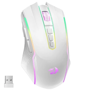 Wireless Gaming Mouse with RGB Backlit, 8000 DPI, with Fire Button, Macro Editing Programmable,70Hrs for Windows/Mac, Rechargeable, White, M910-WS Wireless Gaming Mouse with RGB Backlit, 8000 DPI, with Fire Button, Macro Editing Programmable,70Hrs for Windows/Mac, Rechargeable, White, M910-WS