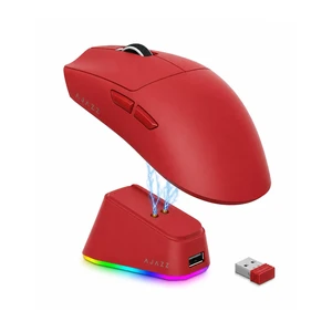 AJ139P V3 MC Wireless Gaming Mouse with RGB Magnetic Charging Dock, Tri-Mode 2.4G/Bluetooth/Wired, 69g, Up to 24000 DPI, 800mAh Battery, 6 Programmable Buttons, On-Board Memory, 80M Clicks, Red AJ139P V3 MC Wireless Gaming Mouse with RGB Magnetic Charging Dock, Tri-Mode 2.4G/Bluetooth/Wired, 69g, Up to 24000 DPI, 800mAh Battery, 6 Programmable Buttons, On-Board Memory, 80M Clicks, Red