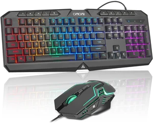 PC Keyboard and Mouse Combo Wired with , RGB Light up Mouse | 10 Extra Multimedia Buttons, 19 Anti-ghosting Keys, Waterproof, 7200 DPI Programmable Gaming Mouse with Software for PS5 Xbox PC Keyboard and Mouse Combo Wired with , RGB Light up Mouse | 10 Extra Multimedia Buttons, 19 Anti-ghosting Keys, Waterproof, 7200 DPI Programmable Gaming Mouse with Software for PS5 Xbox