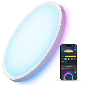 Smart Ceiling Light, RGBIC 2400LM 2700K-6500K 12 Inch 1 Pack White | RGBIC LED Flush Ceiling Light Fixture, 2400LM DIY Colors, Works with Matter Alexa for Bedroom, Living Room Smart Ceiling Light, RGBIC 2400LM 2700K-6500K 12 Inch 1 Pack White | RGBIC LED Flush Ceiling Light Fixture, 2400LM DIY Colors, Works with Matter Alexa for Bedroom, Living Room