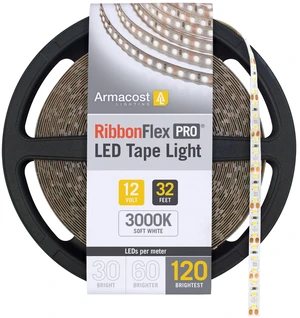 RibbonFlex Pro 12V White LED Strip Lights 120 LED/m, 3000K, 32.8 ft, 143250 RibbonFlex Pro 12V White LED Strip Lights 120 LED/m, 3000K, 32.8 ft, 143250