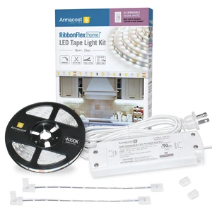RibbonFlex Home AC Dimmable Bright White LED Tape Light Kit 4000K (5M),16.4 ft,425502 RibbonFlex Home AC Dimmable Bright White LED Tape Light Kit 4000K (5M),16.4 ft,425502
