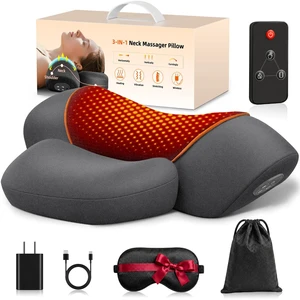 3 in-1 Cordless Neck Pillow with Heat, Vibration, Remote Control | Upgraded Rechargeable Neck Stretcher with Timer Ergonomic Cervical Traction for Pain Relief Deep Tissue Shoulder Muscle Relax 3 in-1 Cordless Neck Pillow with Heat, Vibration, Remote Control | Upgraded Rechargeable Neck Stretcher with Timer Ergonomic Cervical Traction for Pain Relief Deep Tissue Shoulder Muscle Relax