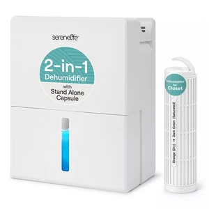 2-in-1 Dehumidifier for Home, Portable Cylinder, 91 Oz Tank | 17 Oz/Day, 91 Oz Tank, Removable Cylinder, 45-55% Humidity Control, 50dB 2-in-1 Dehumidifier for Home, Portable Cylinder, 91 Oz Tank | 17 Oz/Day, 91 Oz Tank, Removable Cylinder, 45-55% Humidity Control, 50dB