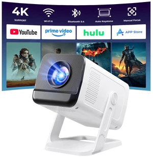 Mini Projector with WiFi and Bluetooth, Portable Proyector 4K 1080P Support | Smart Projector with Built-in Apps, Auto Keystone, Compatibile with Smartphone/Laptop/HDMI/USB, Movie Projector for Bedroo Mini Projector with WiFi and Bluetooth, Portable Proyector 4K 1080P Support | Smart Projector with Built-in Apps, Auto Keystone, Compatibile with Smartphone/Laptop/HDMI/USB, Movie Projector for Bedroo