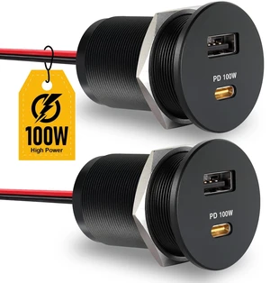 Acegoo 118W 12V USB Outlet 100W Type-C Laptop Car Charger,18W QC3.0 USB-A Dual Port Fast Charging Socket, Replacement Car Charger Accessories for RV Camper Trailer Truck Boat Golf (2Pcs) Acegoo 118W 12V USB Outlet 100W Type-C Laptop Car Charger,18W QC3.0 USB-A Dual Port Fast Charging Socket, Replacement Car Charger Accessories for RV Camper Trailer Truck Boat Golf (2Pcs)