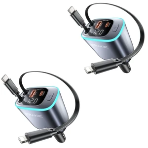 4 in 1 Car Charger, Retractable iPhone Car Charger Fast USB C Phone Charger | Cigarette Lighter with 2 Cable 25 Inch and 2 USB Ports 4 in 1 Car Charger, Retractable iPhone Car Charger Fast USB C Phone Charger | Cigarette Lighter with 2 Cable 25 Inch and 2 USB Ports
