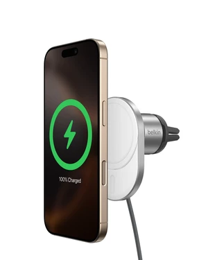 Belkin 15W MagSafe-Compatible Wireless Car Charger, Vent Mount | iPhone 17/16/15/14/13, Pixel 10 compatible, fast charging, secure vent mount, hands-free driving Belkin 15W MagSafe-Compatible Wireless Car Charger, Vent Mount | iPhone 17/16/15/14/13, Pixel 10 compatible, fast charging, secure vent mount, hands-free driving