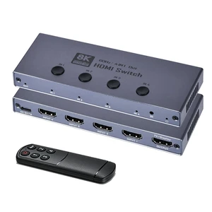 8K HDMI 2.1 Switch, HDMI 2.1 Switcher 4 in 1 Out Supports CEC 8K@60Hz, 4K@240Hz, 1080P@480Hz, HDCP 2.3 HDR 3D Dolby Atmos VRR Compatible with PS5 Xbox Blu-Ray Player with IR Remote Controller 8K HDMI 2.1 Switch, HDMI 2.1 Switcher 4 in 1 Out Supports CEC 8K@60Hz, 4K@240Hz, 1080P@480Hz, HDCP 2.3 HDR 3D Dolby Atmos VRR Compatible with PS5 Xbox Blu-Ray Player with IR Remote Controller