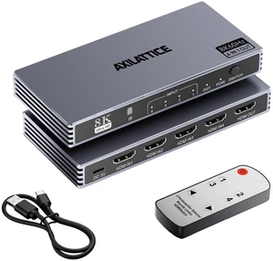 4K@120Hz/240Hz HDMI 2.1 Switch 4 in 1 Out, 8K@60Hz, Auto Switch, HDR VRR | Video Switcher with Remote, Aluminum, G-Sync HDR HDCP 2.3, HDMI Splitter Compatible with PS, Xbox, Switch, Roku, Fire Stick